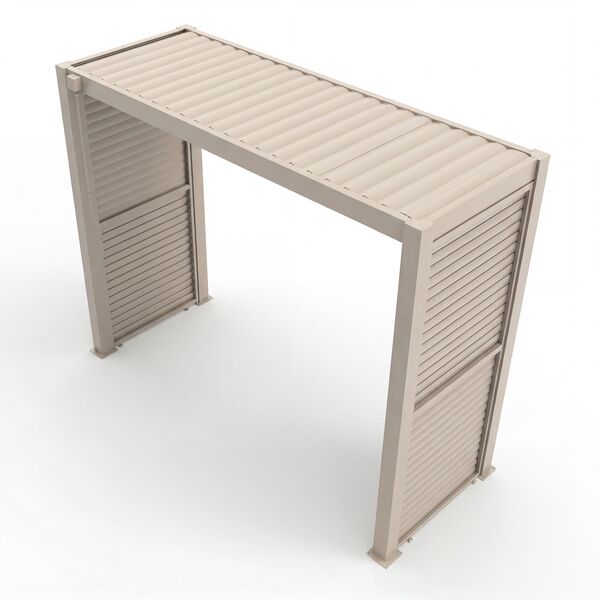 Como Free Standing BBQ Shelter with LED Lights - Side Louvre and Blind - Latte