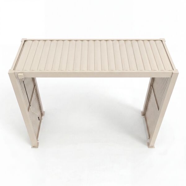 Como Free Standing BBQ Shelter with LED Lights - Side Louvre and Blind - Latte