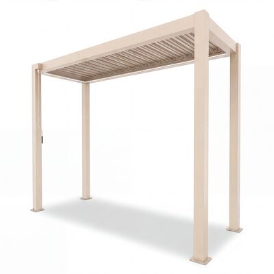Como Free Standing BBQ Shelter with LED Lights - Side Louvre and Blind - Latte