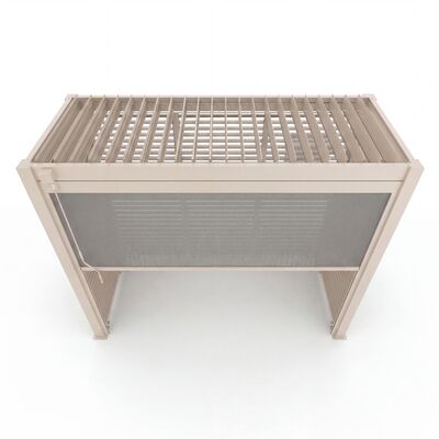 Como Free Standing BBQ Shelter with LED Lights - with Back Panel Side Louvre and Blind- Latte