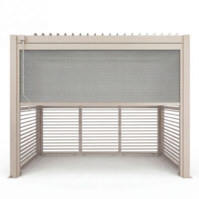 Como Free Standing BBQ Shelter with LED Lights - with Back Panel Side Louvre and Blind- Latte