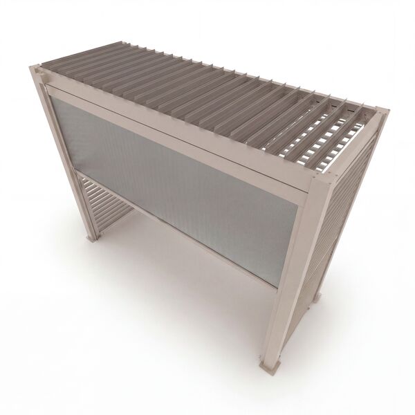 Como Free Standing BBQ Shelter with LED Lights - with Back Panel Side Louvre and Blind- Latte