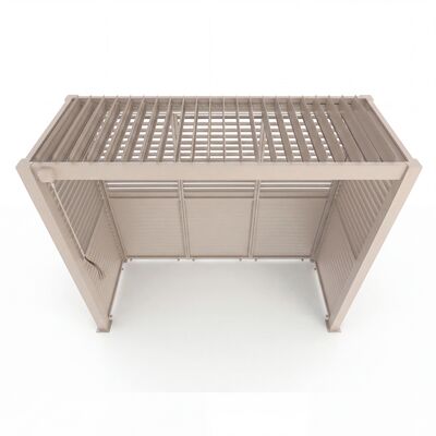 Como Free Standing BBQ Shelter with LED Lights - with Back Panel Side Louvre and Blind- Latte