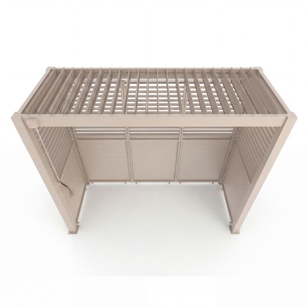 Como Free Standing BBQ Shelter with LED Lights - with Back Panel Side Louvre and Blind- Latte