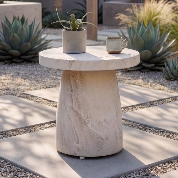 Small Round Sintered Stone Side Table
