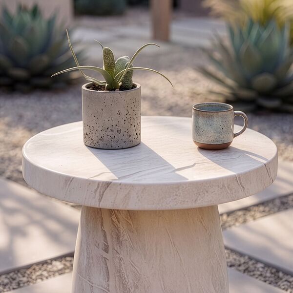 Small Round Sintered Stone Side Table