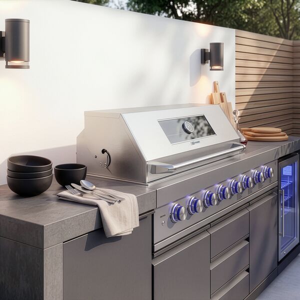 Maze Ember Linear Outdoor Kitchen with Gas BBQ, Left Cupboard & Right Fridge