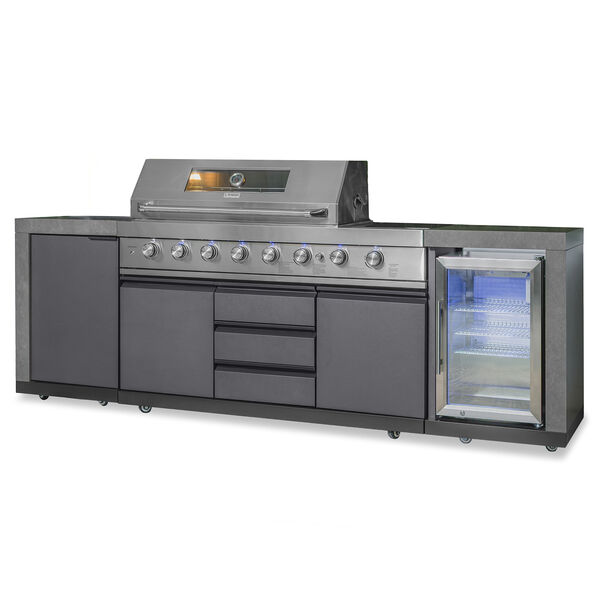 Maze Ember Linear Outdoor Kitchen with Gas BBQ, Left Cupboard & Right Fridge