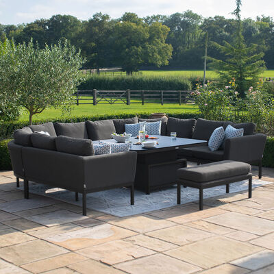 Maze - Outdoor Fabric Pulse U Shape Corner Dining Set with Rising Table - Charcoal product image