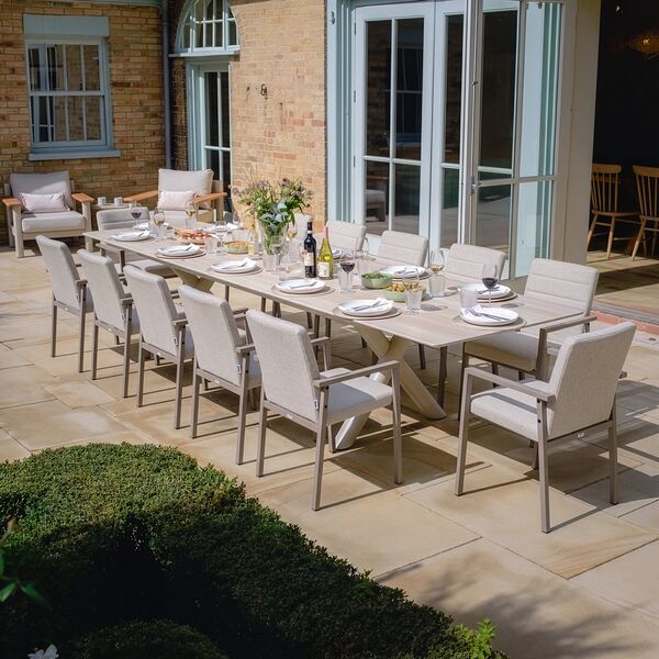 Maxim 8 - 12 Seat Extending Dining Table - Latte with Ibiza Dining  Chairs - Latte