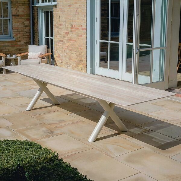 Maxim 8 - 12 Seat Extending Dining Table - Latte with Ibiza Dining  Chairs - Latte