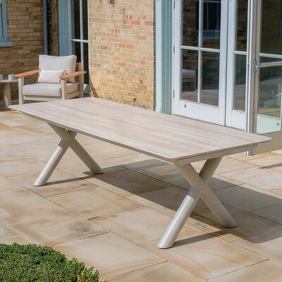 Maxim 8 - 12 Seat Extending Dining Table - Latte with Ibiza Dining  Chairs - Latte