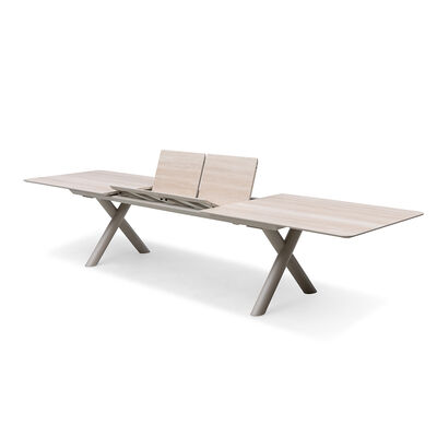 Maxim 8 - 12 Seat Extending Dining Table - Latte with Ibiza Dining  Chairs - Latte