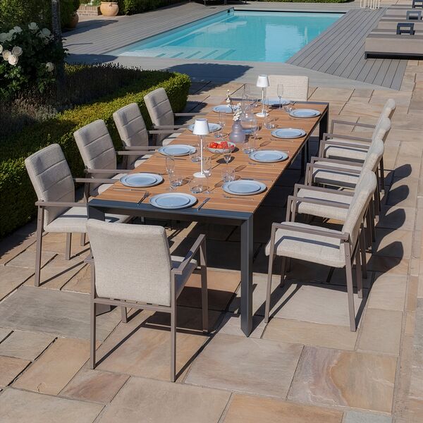 Jakarta Teak Rectangular Extending Dining Table With Ibiza Dining Chairs - Latte