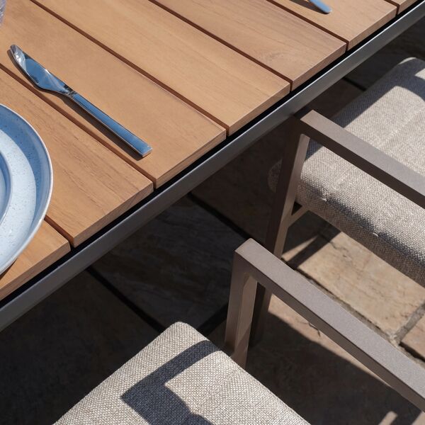 Jakarta Teak Rectangular Extending Dining Table With Ibiza Dining Chairs - Latte
