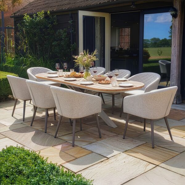 Sicily 8 Seat Rectangular Dining Table with Ambition Chair -  Latte