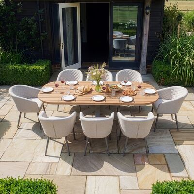 Sicily 8 Seat Rectangular Dining Table with Ambition Chair -  Latte