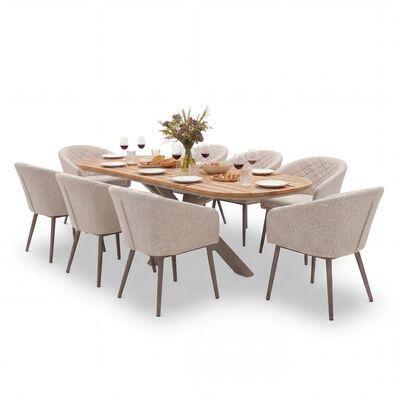 Sicily 8 Seat Rectangular Dining Table with Ambition Chair -  Latte