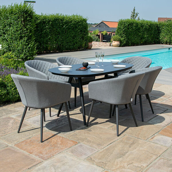 Maze - Outdoor Fabric Ambition 6 Seat Oval Dining Set - Flanelle product image