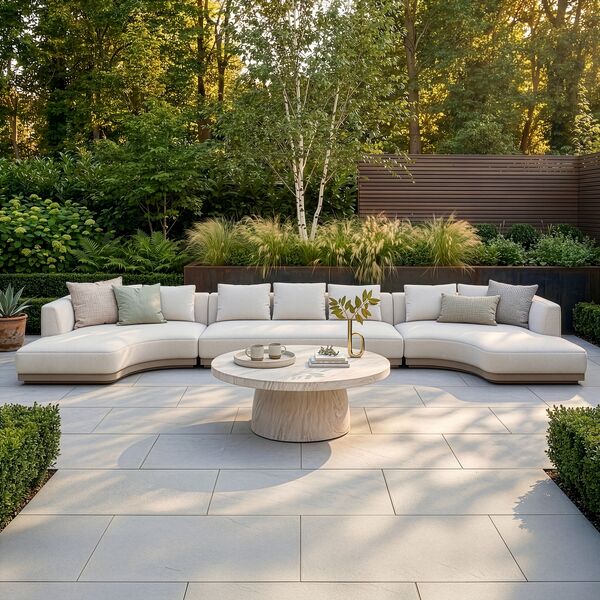 Lyon Large U Shape Corner Sofa Set with Round Sintered Stone Table