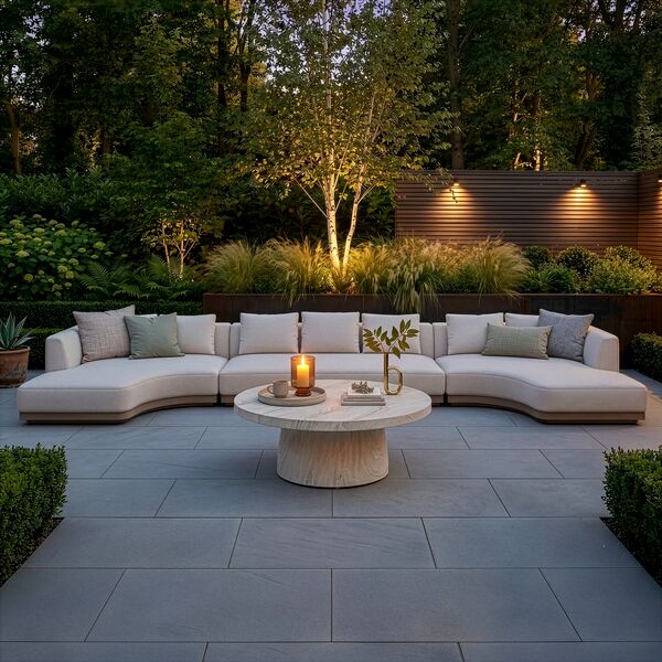 Lyon Large U Shape Corner Sofa Set with Round Sintered Stone Table