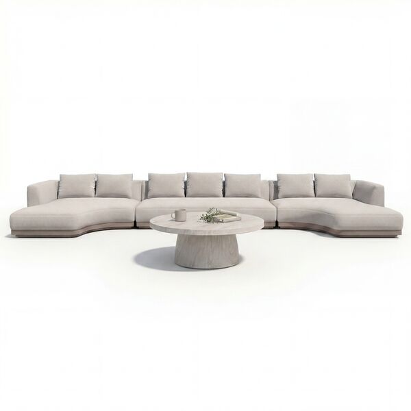 Lyon Large U Shape Corner Sofa Set with Round Sintered Stone Table