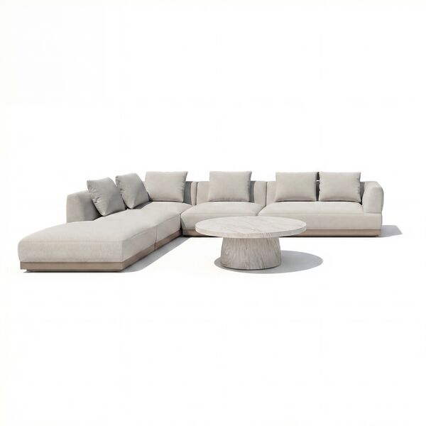 Lyon Large Corner Sofa Set Left with Round Sintered Stone Table