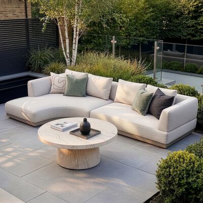 Lyon Small Corner Sofa Set Left with Round Sintered Stone Table