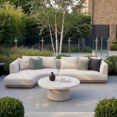 Lyon Small Corner Sofa Set Left with Round Sintered Stone Table