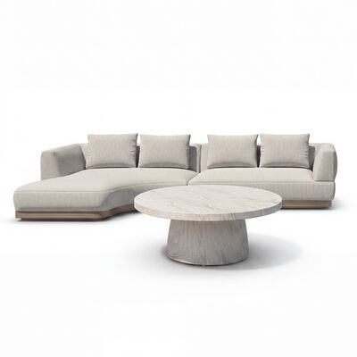 Lyon Small Corner Sofa Set Left with Round Sintered Stone Table