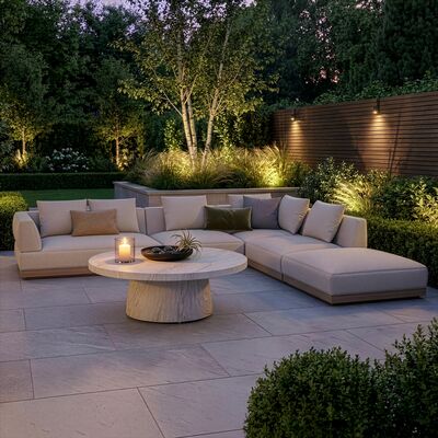 Lyon Large Corner Sofa Set Right with Round Sintered Stone Table