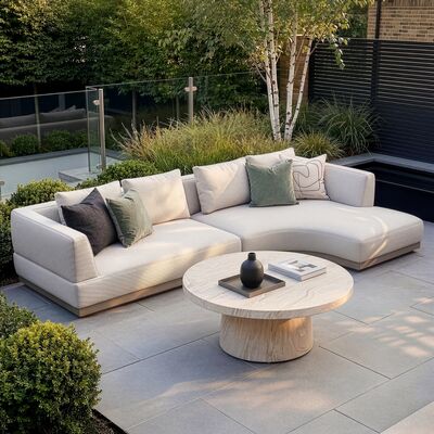 Lyon Small Corner Sofa Set Right with Round Sintered Stone Table