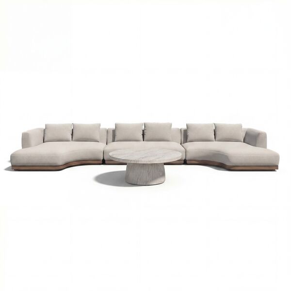 Lyon Small U Shape Corner Sofa Set with Round Sintered Stone Table