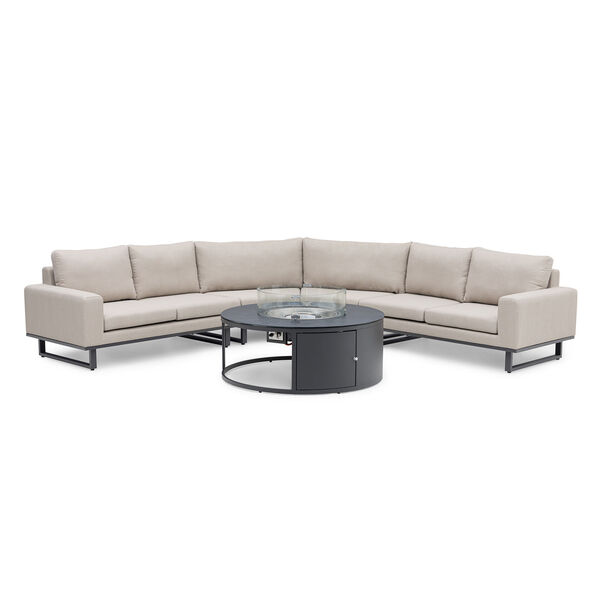 Ethos Grande Corner Set With Round Fire Pit Table - Oatmeal