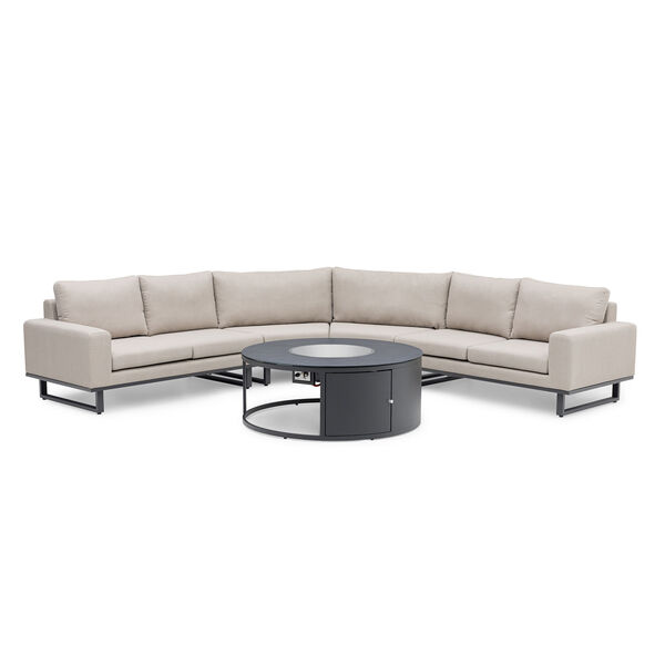 Ethos Grande Corner Set With Round Fire Pit Table - Oatmeal