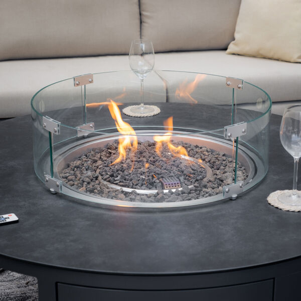 Ethos Grande Corner Set With Round Fire Pit Table & Armchair x2 - Oatmeal