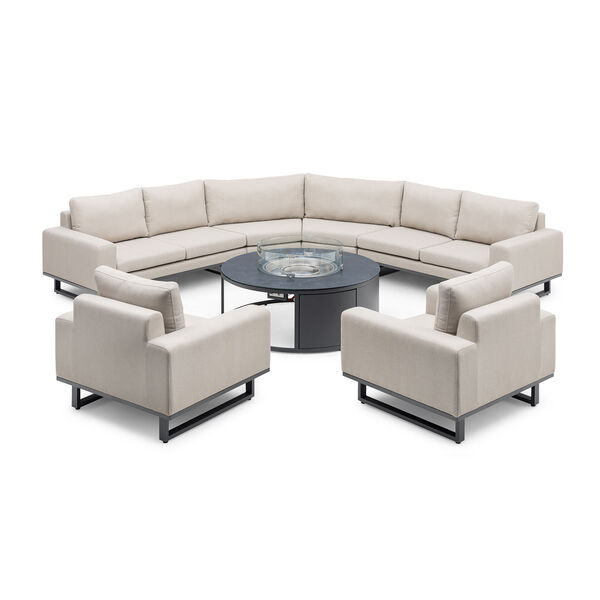 Ethos Grande Corner Set With Round Fire Pit Table & Armchair x2 - Oatmeal