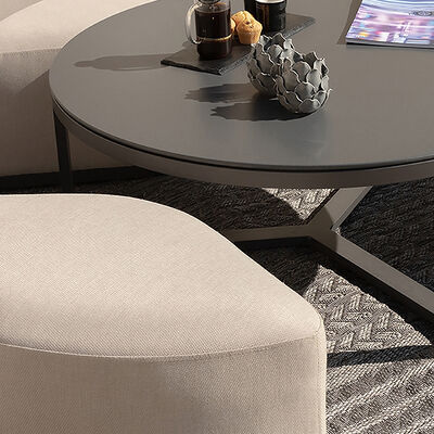 Ethos Grande Corner Set With Round Footstool Coffee Table - Oatmeal