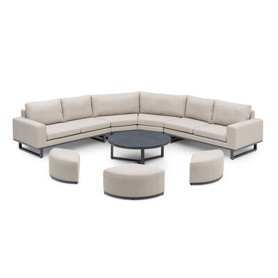 Ethos Grande Corner Set With Round Footstool Coffee Table - Oatmeal