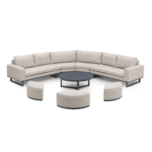 Ethos Grande Corner Set With Round Footstool Coffee Table - Oatmeal