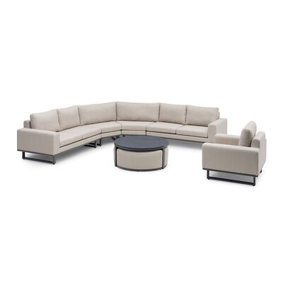 Ethos Grande Corner Set With Round Footstool Coffee Table & Armchair - Oatmeal