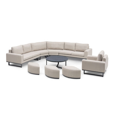 Ethos Grande Corner Set With Round Footstool Coffee Table & Armchair - Oatmeal