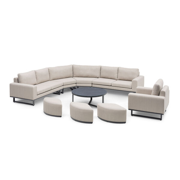 Ethos Grande Corner Set With Round Footstool Coffee Table & Armchair - Oatmeal