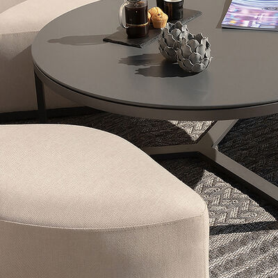 Ethos Grande Corner Set With Round Footstool Coffee Table & Armchair x2 - Oatmeal