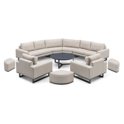Ethos Grande Corner Set With Round Footstool Coffee Table & Armchair x2 - Oatmeal