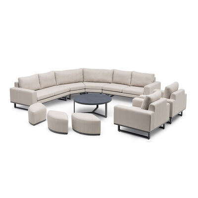 Ethos Grande Corner Set With Round Footstool Coffee Table & Armchair x2 - Oatmeal