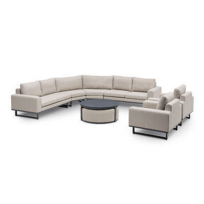 Ethos Grande Corner Set With Round Footstool Coffee Table & Armchair x2 - Oatmeal