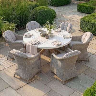 Antigua 6 Seat Round Dining Table with Oxford Heritage Dining Chairs