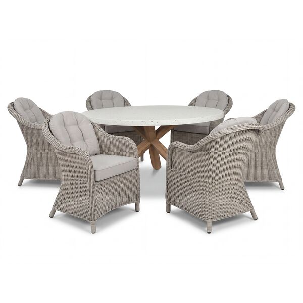 Antigua 6 Seat Round Dining Table with Oxford Heritage Dining Chairs