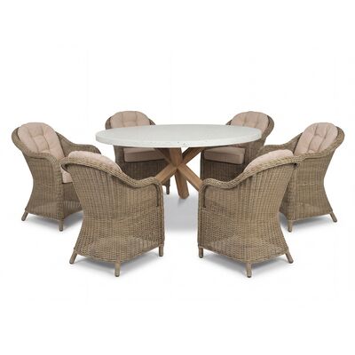 Antigua 6 Seat Round Dining Table with Winchester Heritage Dining Chairs